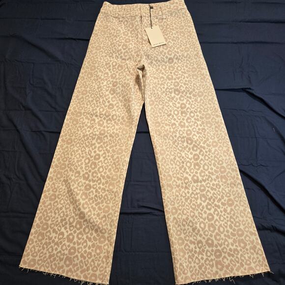 MIOU MUSE Denim - NWT Miou Muse Leopard Print Barrel Jeans Raw Hem High-rise Size S
